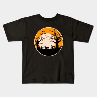 Halloween Corgi Silhouette - Zombie Hand Kids T-Shirt